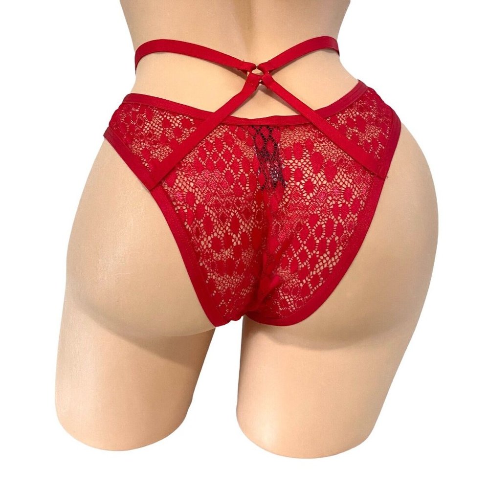 Victoria's Secret MEDIUM Very Sexy Strappy Brazilian Panty Black & Red Set Of‎ 2 - Picture 5 of 5